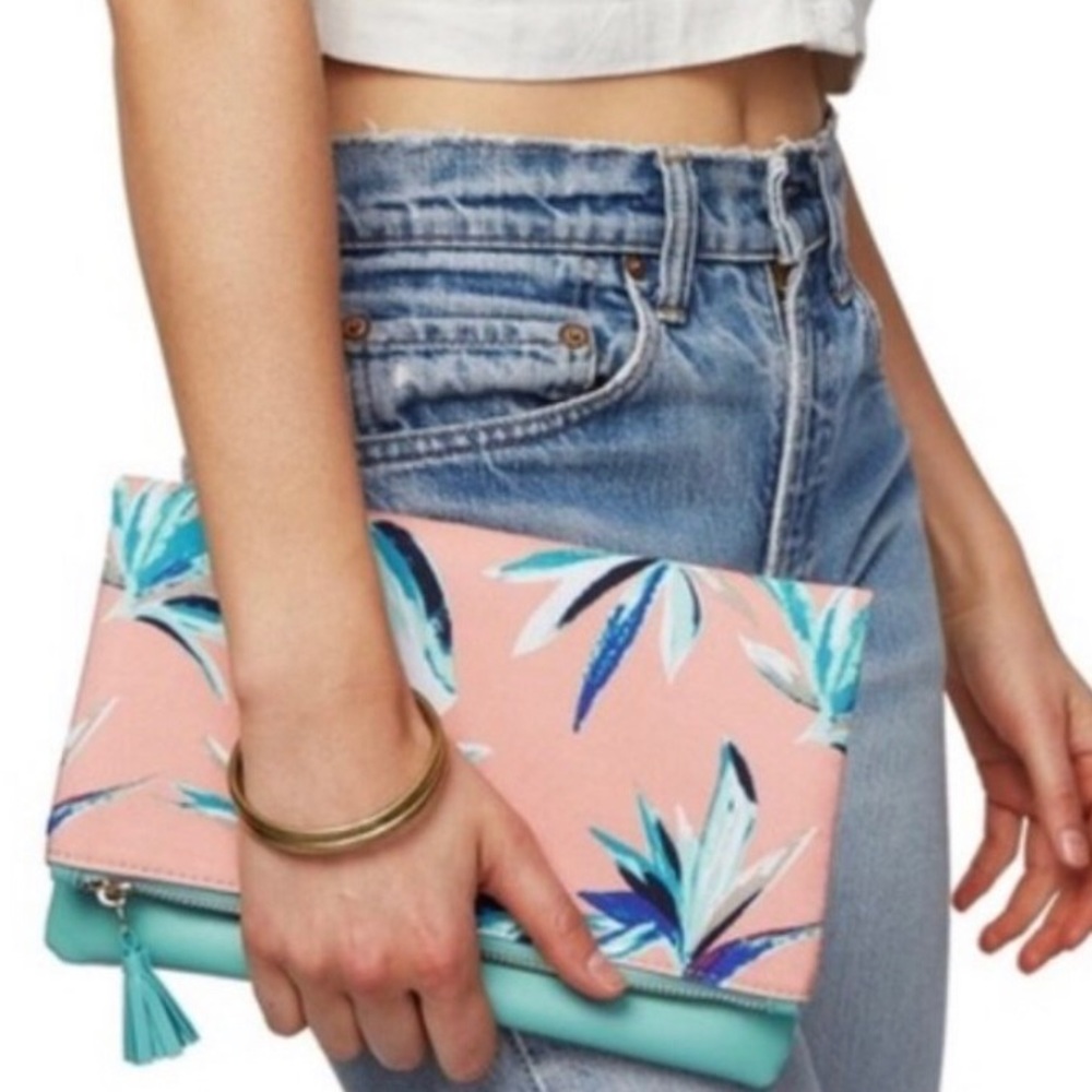 New Rachel Pally Mint Coral Reversible Clutch